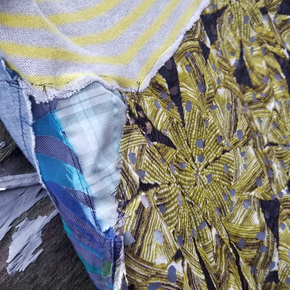 Boho Patchwork Tunic Upcycled Sweater Handmade - Picture 4 of 7